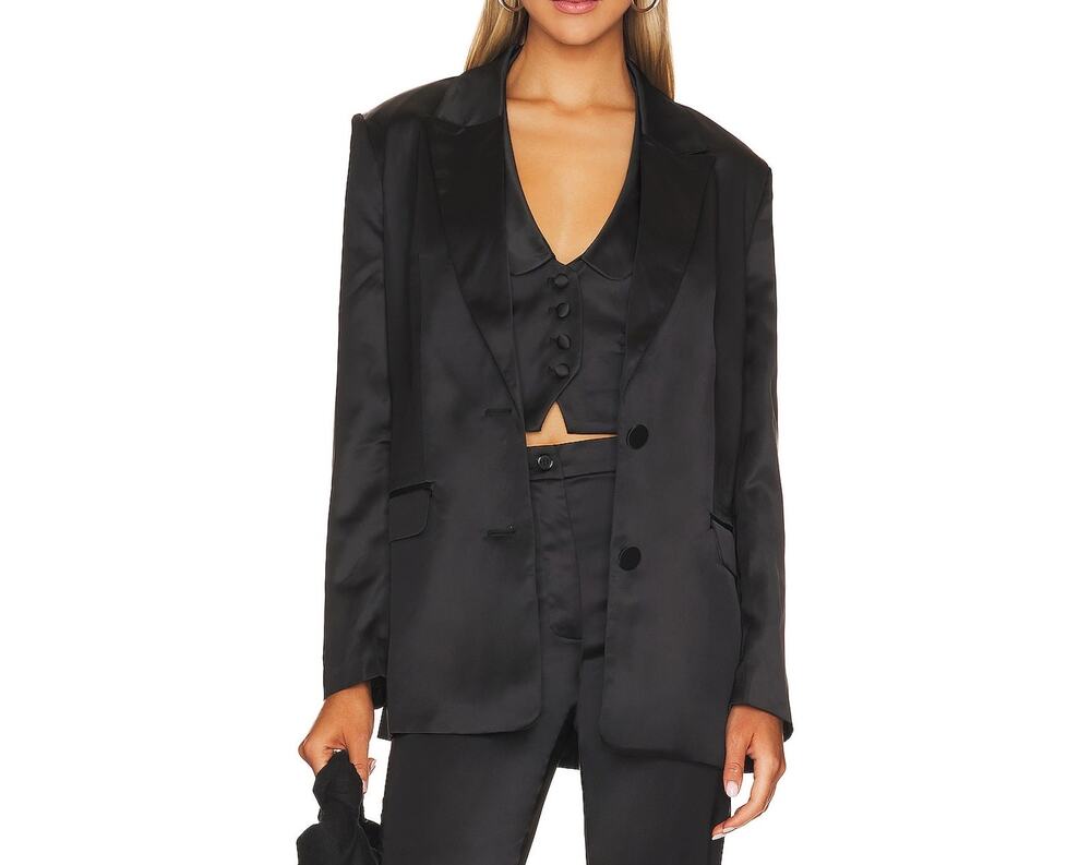 Bardot Black Satin Nyah Blazer Size L